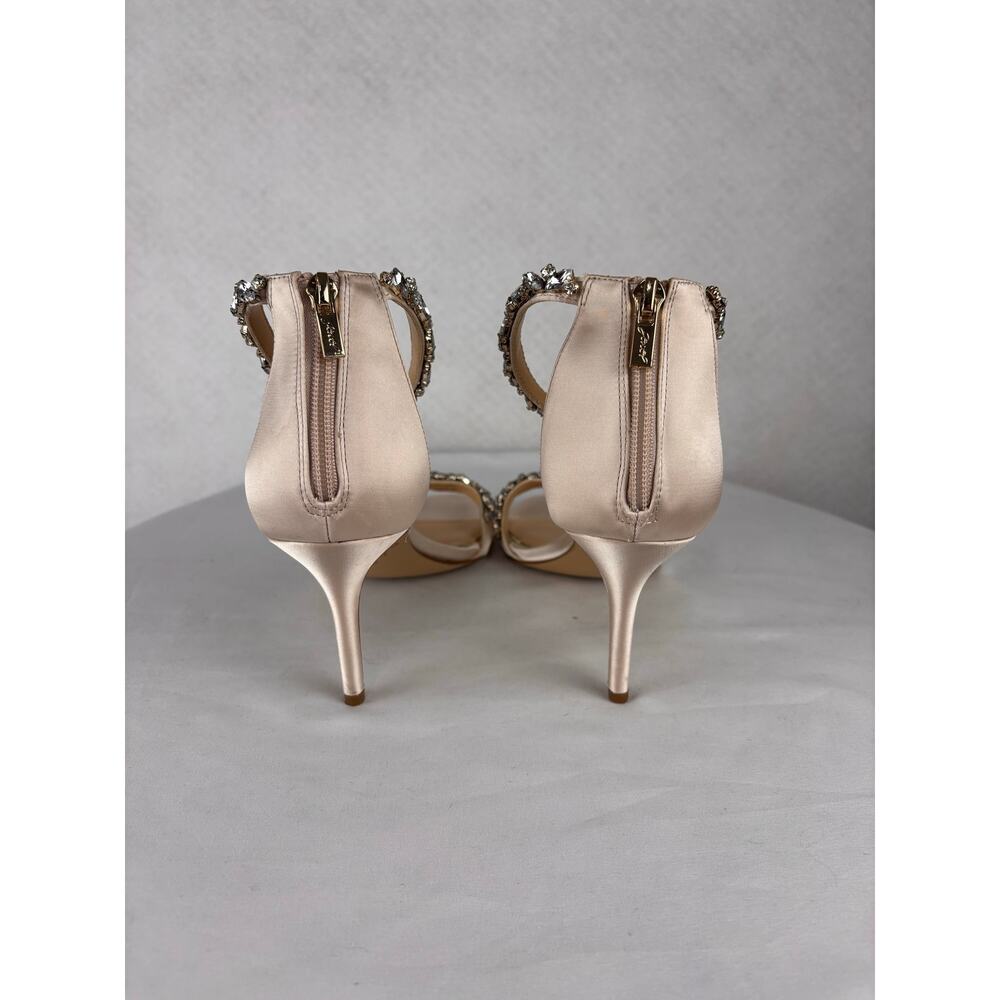 Jewel Badgley Mischka Caroline Crystal Satin Heels Size 10 Nude NIB Bridal Pumps - Picture 5 of 8